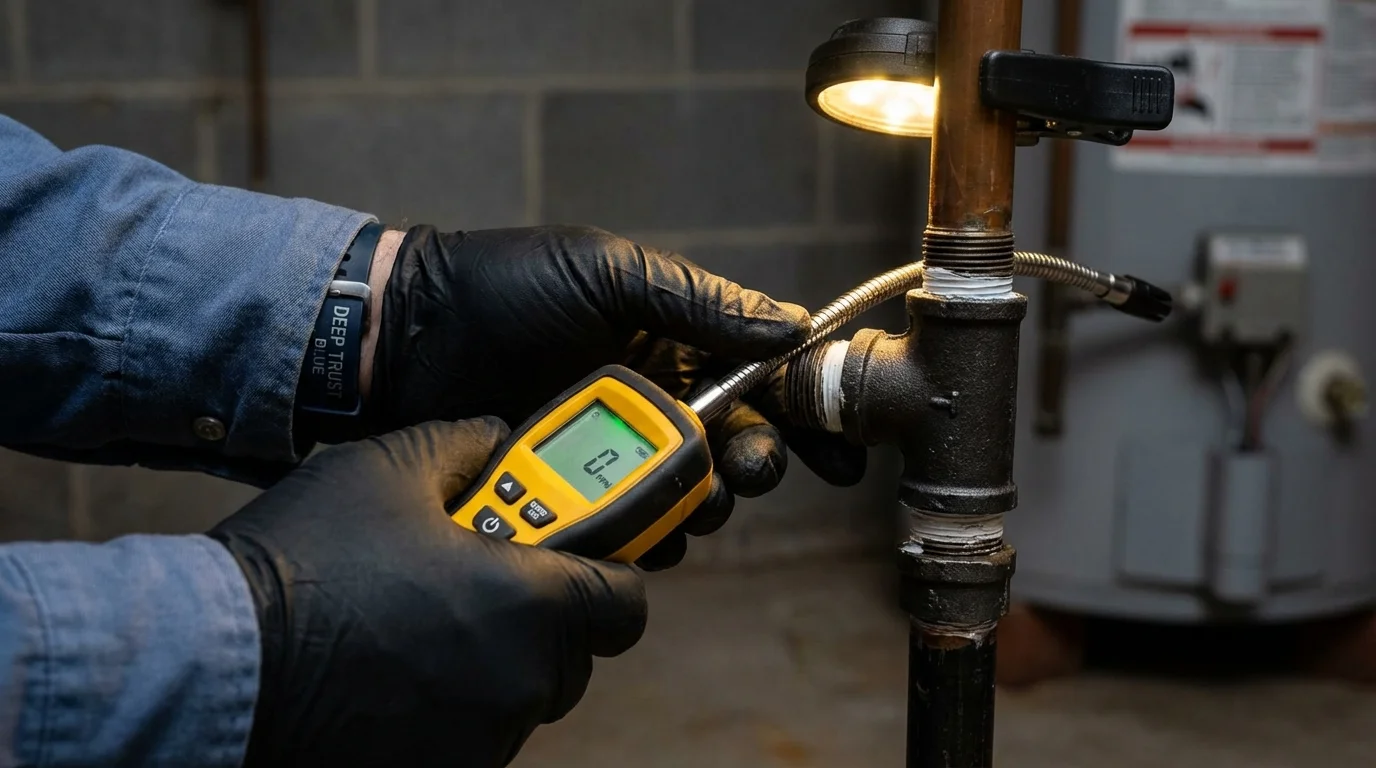 Gas leak detection with electronic sniffer by Johns Plumbing LLC in Crothersville